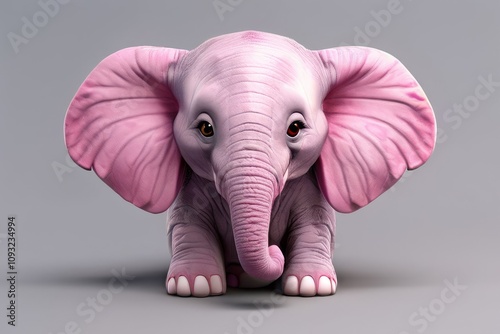 hant gray with pink ears shaped like a friendly elephant with a photo