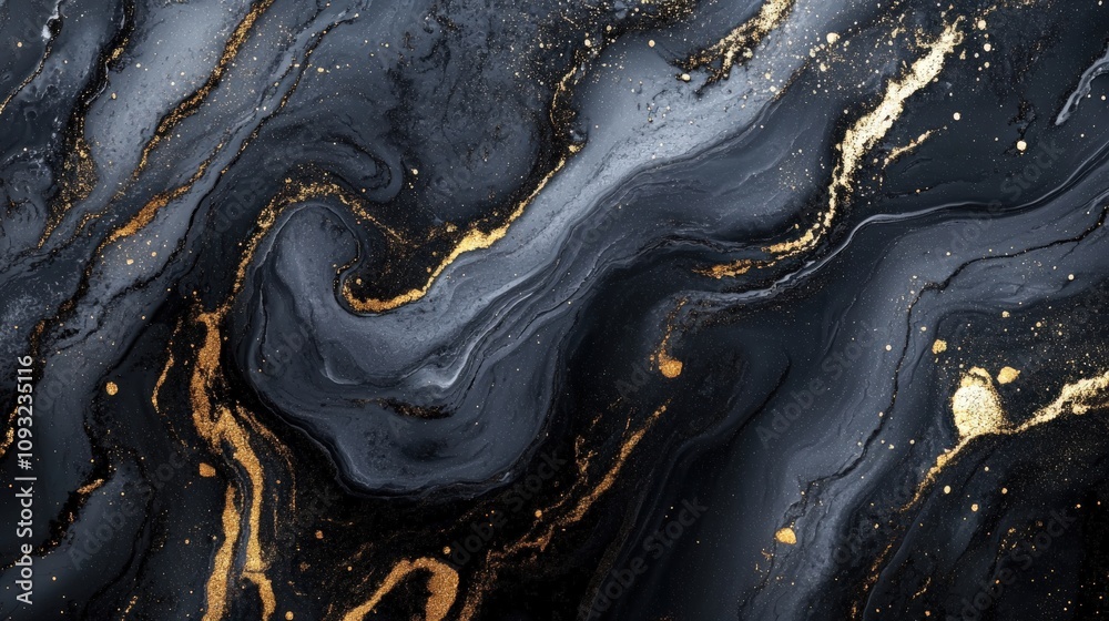 Fototapeta premium Abstract Black and Gold Swirling Marble Pattern