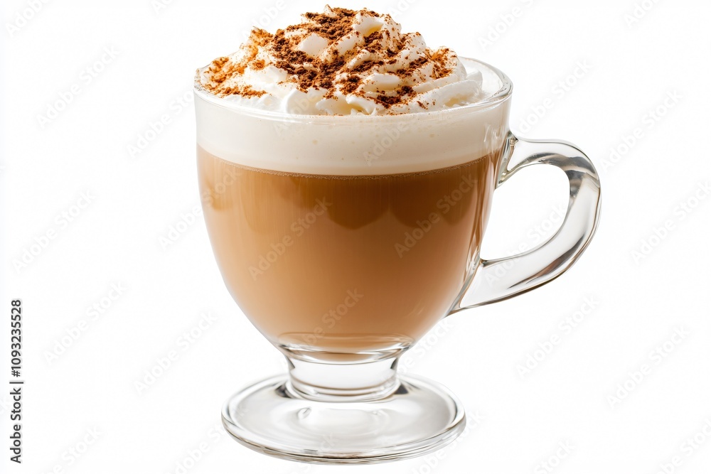 Smooth Iced Cappuccino in a Glass Cup with Fluffy Foam Smooth Iced Cappuccino in a Glass Cup with Fluffy Foam