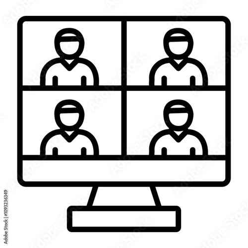 Virtual Meeting Vector Line Icon Design