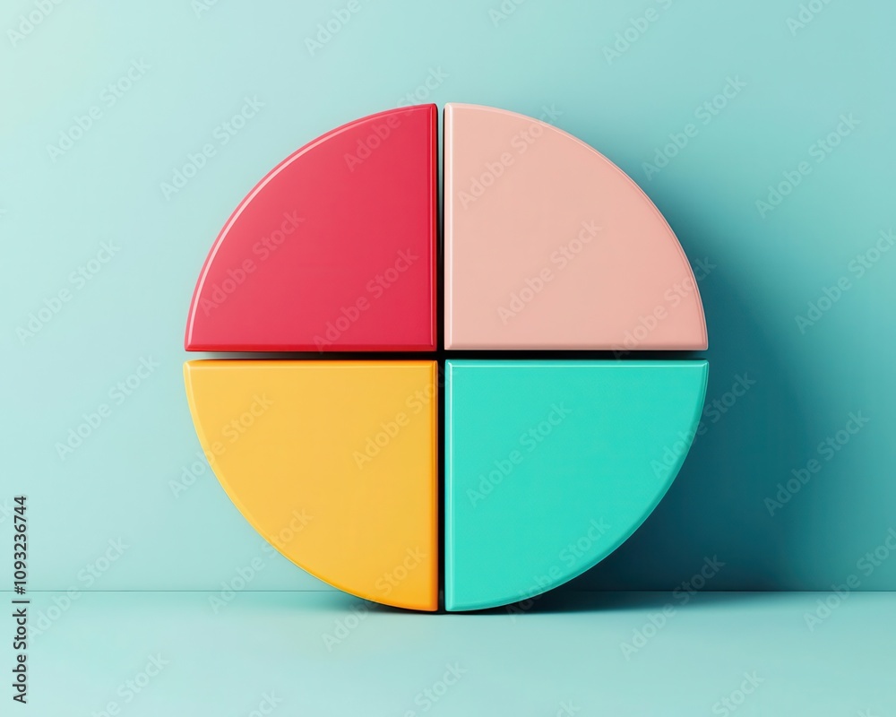 3D pie chart with expanding slices, representing growing market segments, vibrant colors 3D pie chart with expanding slices, representing growing market segments, vibrant colors