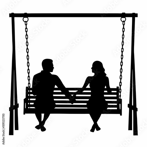 couple swinging on the swing silhouettes