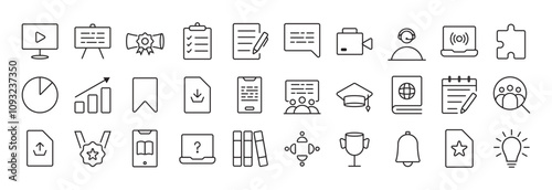 E-Learning Icon Set – Modern, Educational, and Customizable Vector Icons