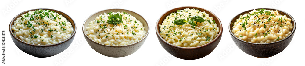 Creamy Risotto Dishes on Transparent Background Creamy Risotto Dishes on Transparent Background