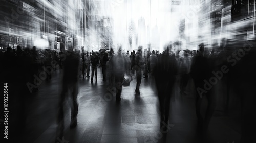 Blurred crowd at an exhibition hall, representing a busy trade show environment