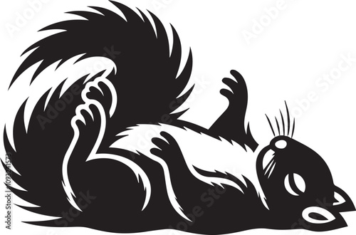 Wallpaper Mural A squirrel lying flat on its back with tiny arms stretched silhouette vector Torontodigital.ca