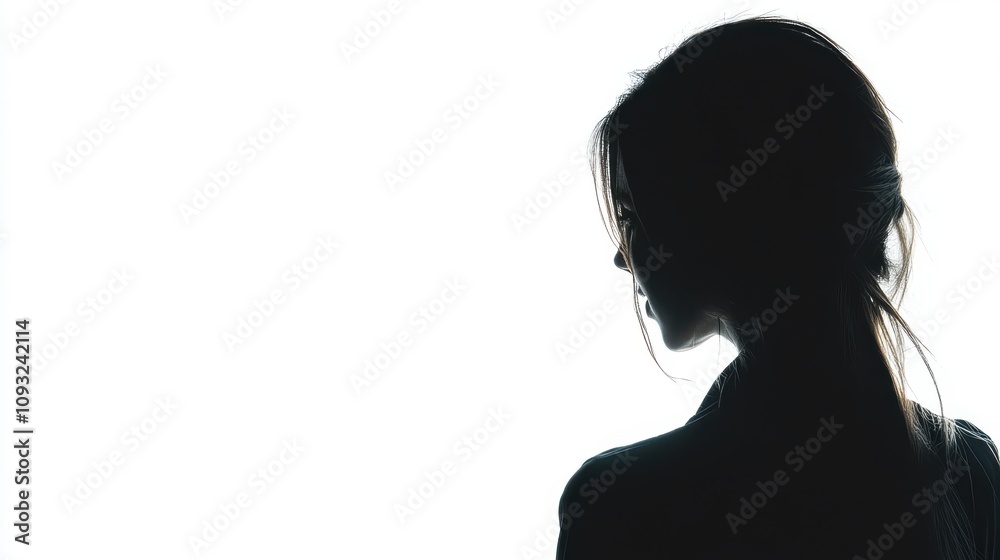 Contemplative figure gazing out of window softly Contemplative figure gazing out of window softly