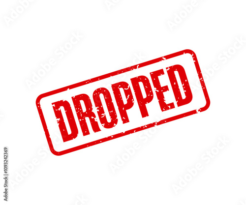 Dropped rubber stamp icon. Red Grunge Dropped stamp vector design and illustration.

