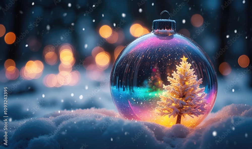 Christmas celebration with Christmas decoration inside snow globe crystal Christmas celebration with Christmas decoration inside snow globe crystal