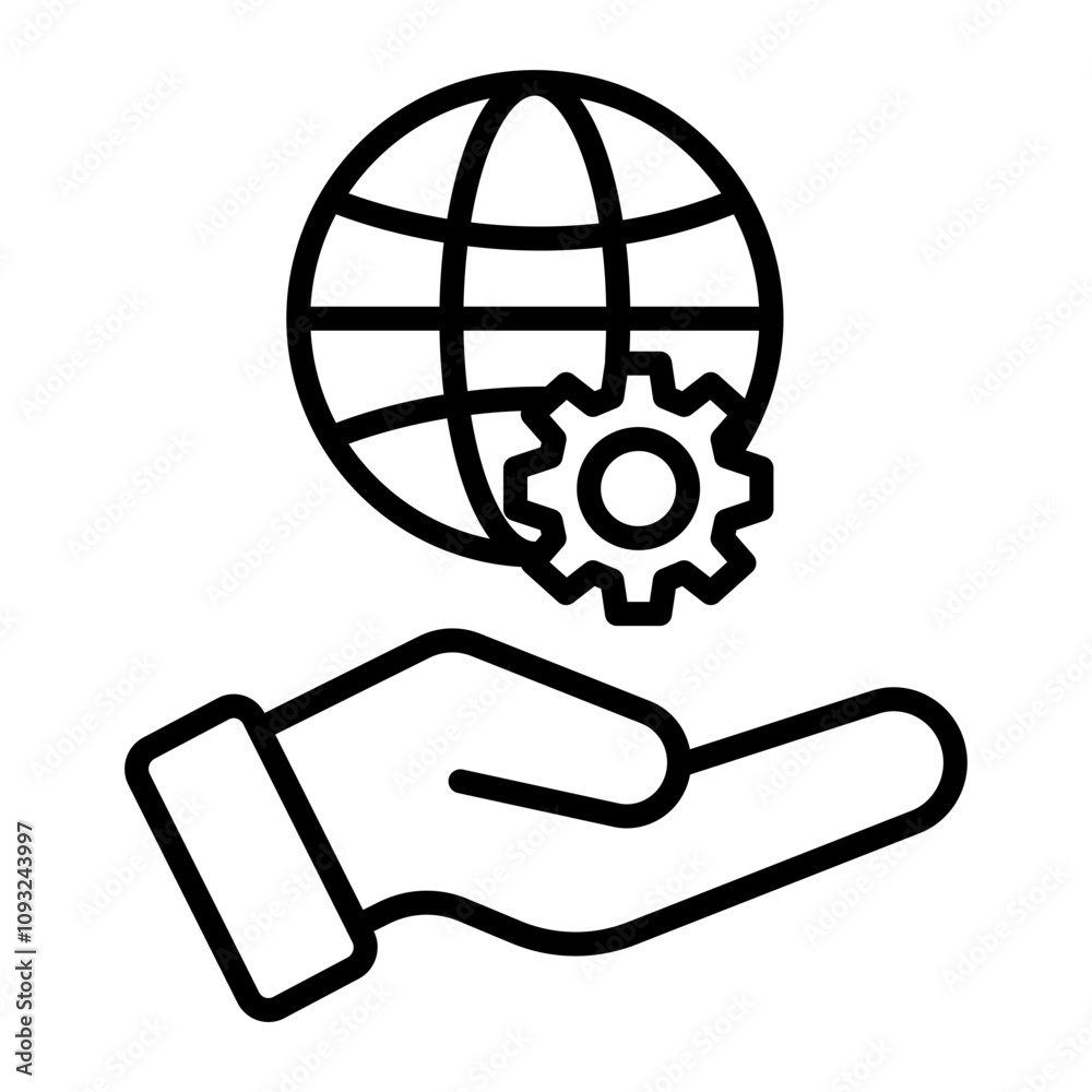 Global Service Vector Line Icon Design Global Service Vector Line Icon Design