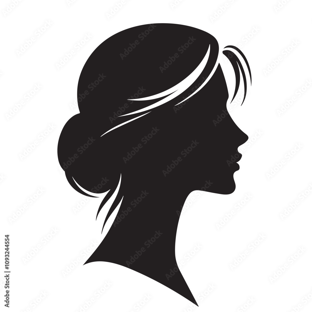 black and white silhouette of a female potrait.eps black and white silhouette of a female potrait.eps