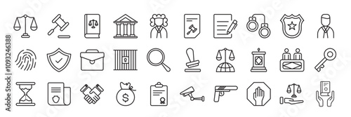 Law and Justice Icon Set – Professional, Legal, and Customizable Vector Icons