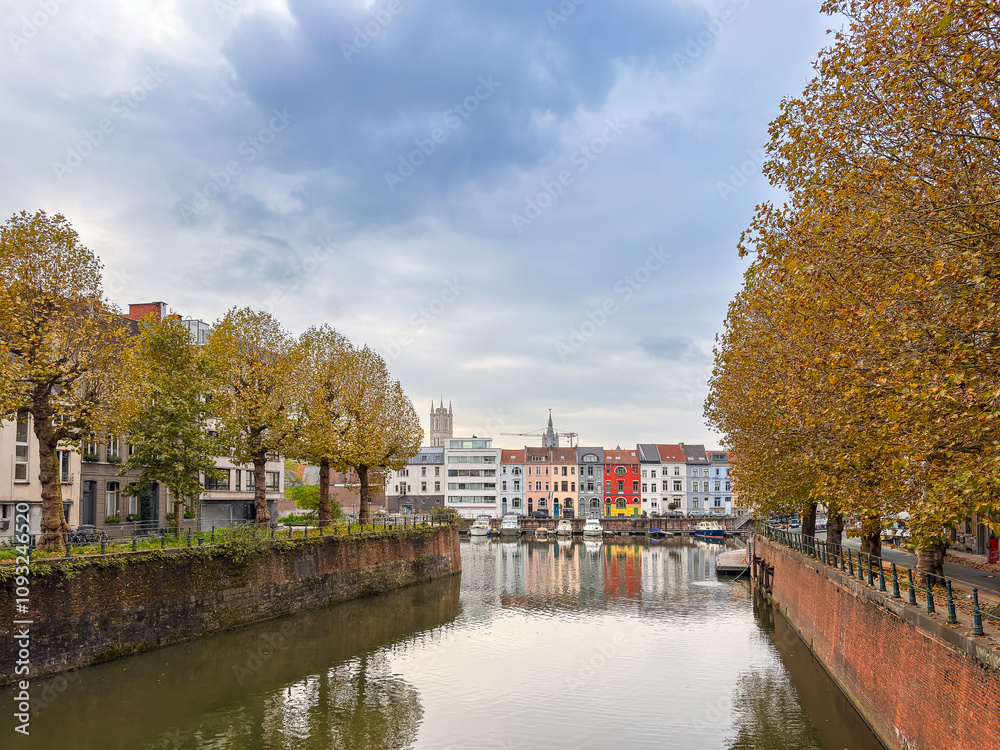 Street view of downtown Ghent, Belgium Street view of downtown Ghent, Belgium