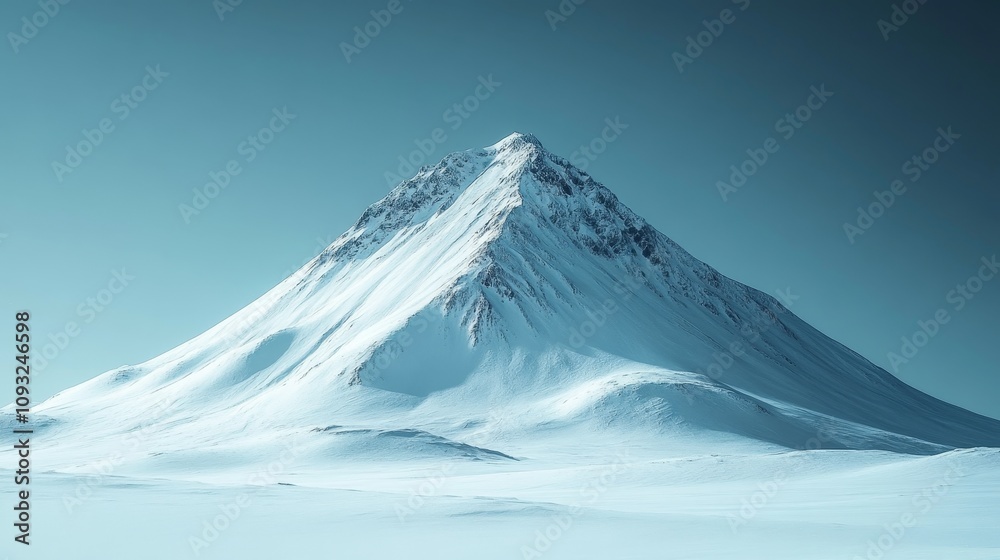 Serene winter landscape featuring a majestic snow-covered mountain peak Serene winter landscape featuring a majestic snow-covered mountain peak