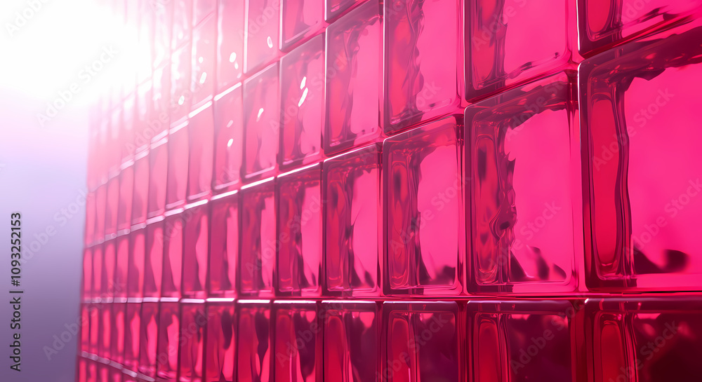 Obraz premium Pink Glass Rectangle Bricks, Light Refracting Crystal Art, Elegant 