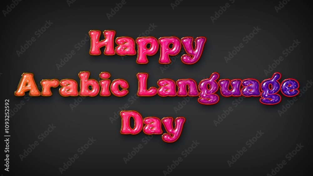 Happy Arabic Language Day with plastic effect on gray background Happy Arabic Language Day with plastic effect on gray background