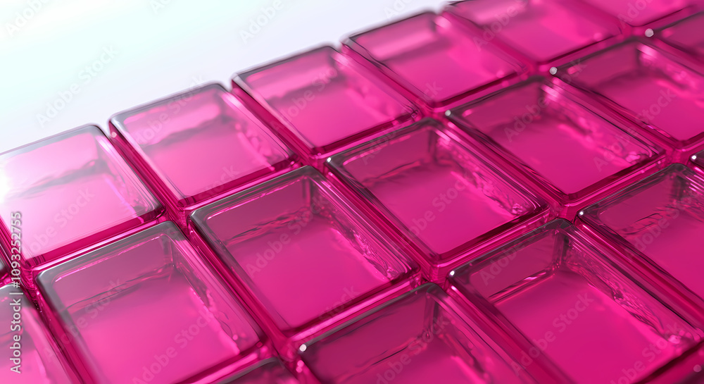 Pink Glass Rectangle Bricks, Light Refracting Crystal Art, Elegant
