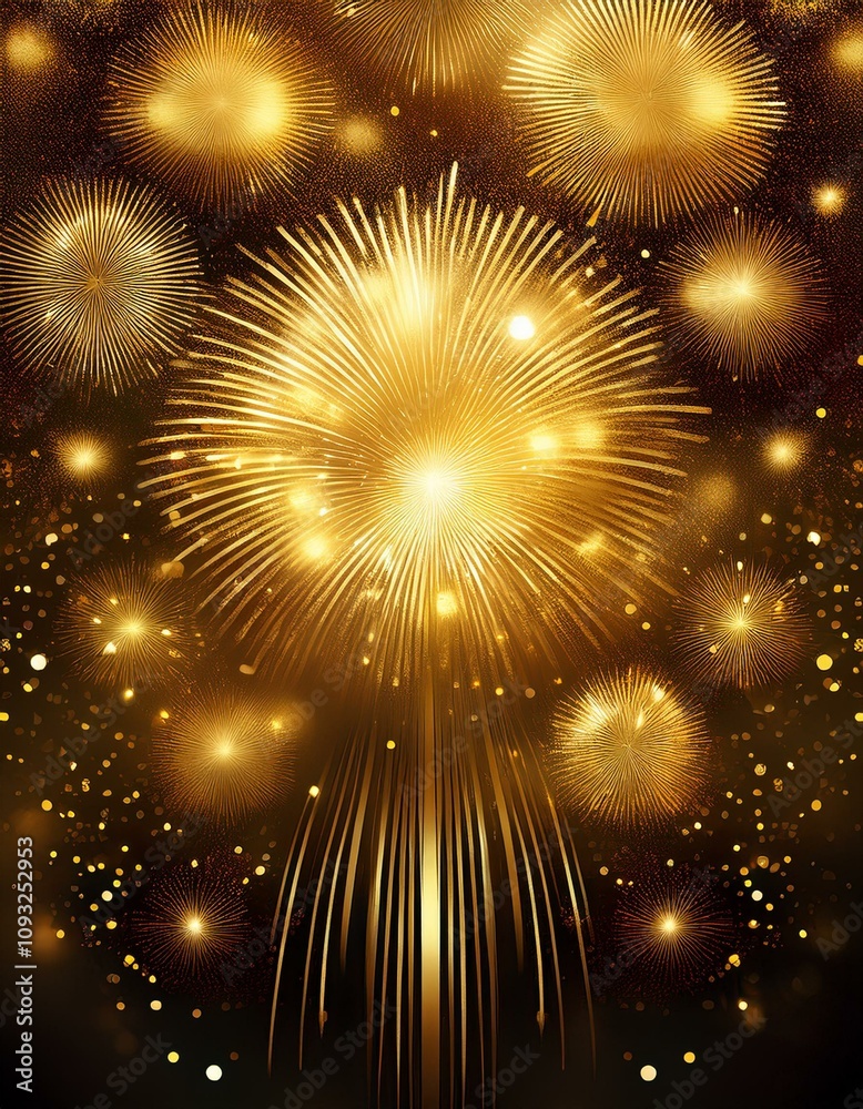 Obraz premium gold glitter background with fireworks.