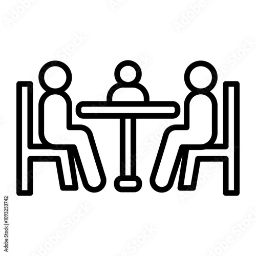 Family Dinner Vector Line Icon Design