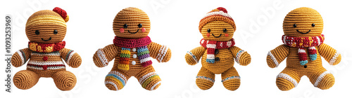 Cute Gingerbread Dolls on Transparent Background