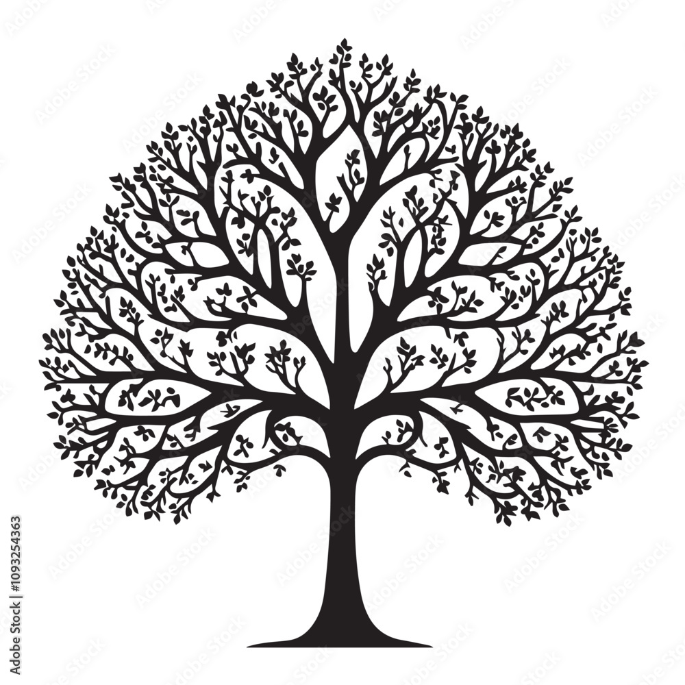 Obraz premium Black tree silhouette vector illustration