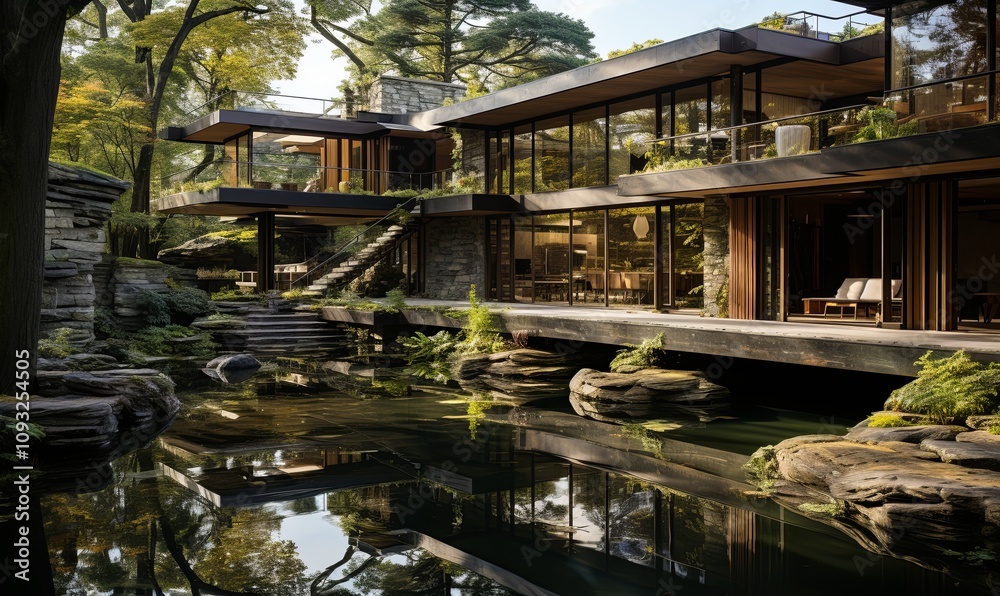 Modern House With Pond Modern House With Pond