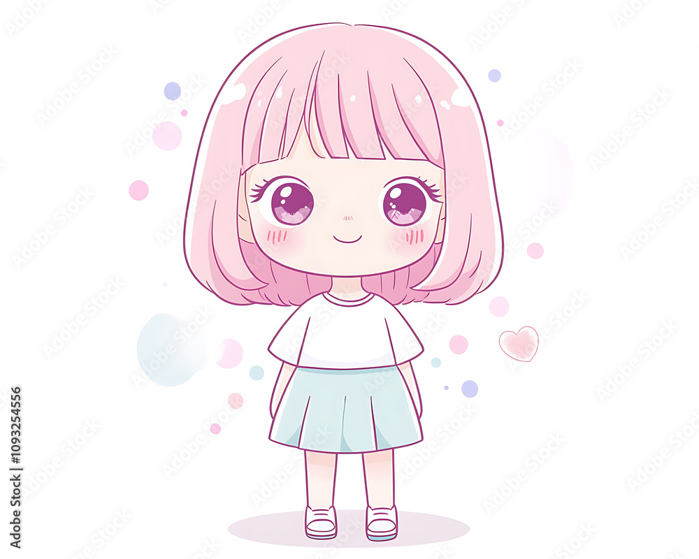 Immersive Digital Artistry, Adorable Chibi Character in Pastel Tones Immersive Digital Artistry, Adorable Chibi Character in Pastel Tones