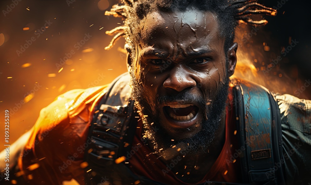 Sprinter Bursting Out of Blocks With Fiery Dreads in Video Game