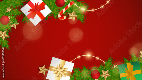 Colorful Vector Illustration Background for Season Celebration With 3d Fir and Ornaments. For Background, Banner, Pamphlet, Certificate and Presentation