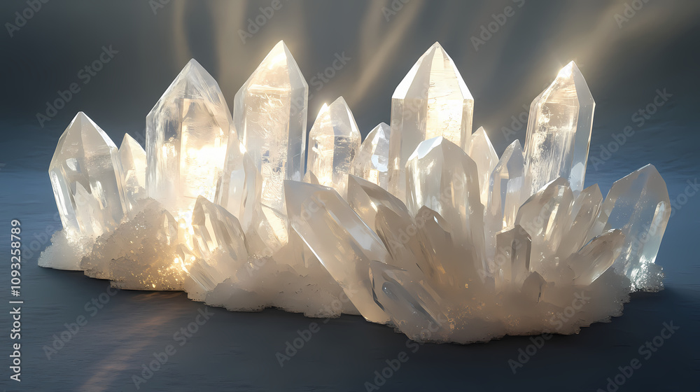 A dreamy image of aurora quartz crystals arranged in a gentle swirl, with light creating a soft, ethereal glow. Ethereal Ice Crystals. Illustration A dreamy image of aurora quartz crystals arranged in a gentle swirl, with light creating a soft, ethereal glow. Ethereal Ice Crystals. Illustration