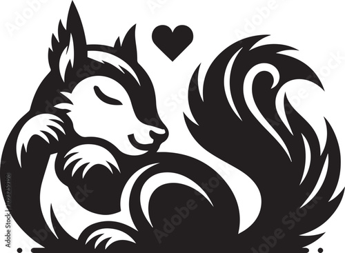 A squirrel resting with a dreamy expression silhouette vector