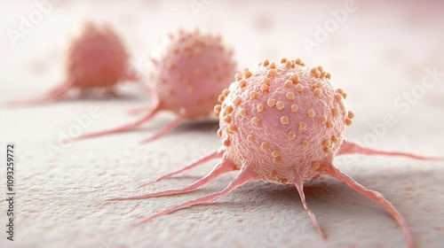 Cancer Toxins concept, A close-up of cancer cells, showcasing their unique structure and texture, emphasizing their biological complexity and potential impact on health.