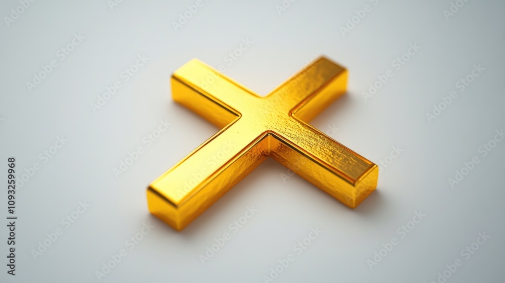Obraz premium Gold cross on white surface