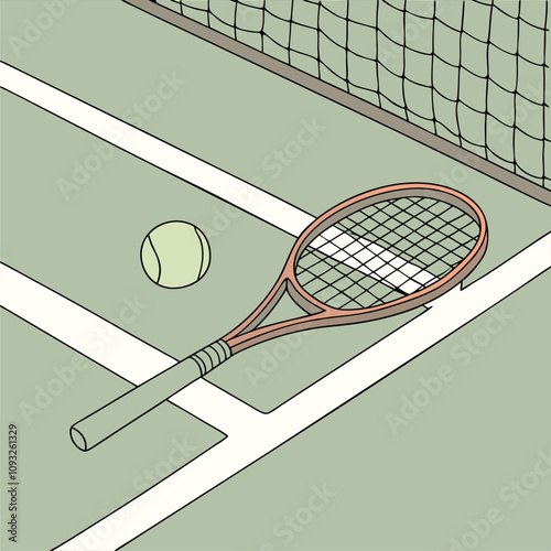 Crossed tennis rackets and ball icon and tennis banner