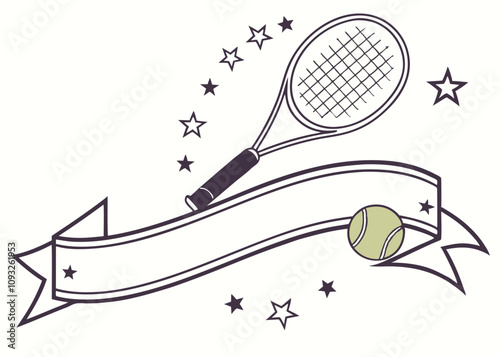 Crossed tennis rackets and ball icon and tennis banner