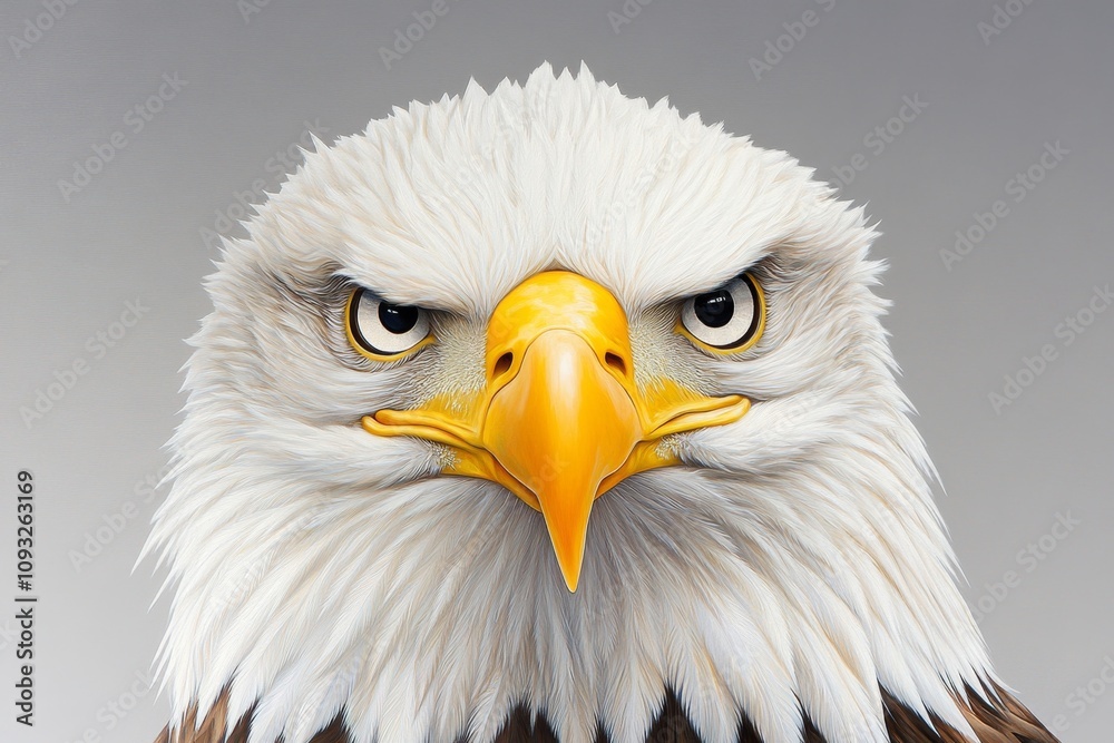 A hyper-realistic close-up of an American eagle’s face, showcasing every feather and the sharpness of its piercing eyes A hyper-realistic close-up of an American eagle’s face, showcasing every feather and the sharpness of its piercing eyes