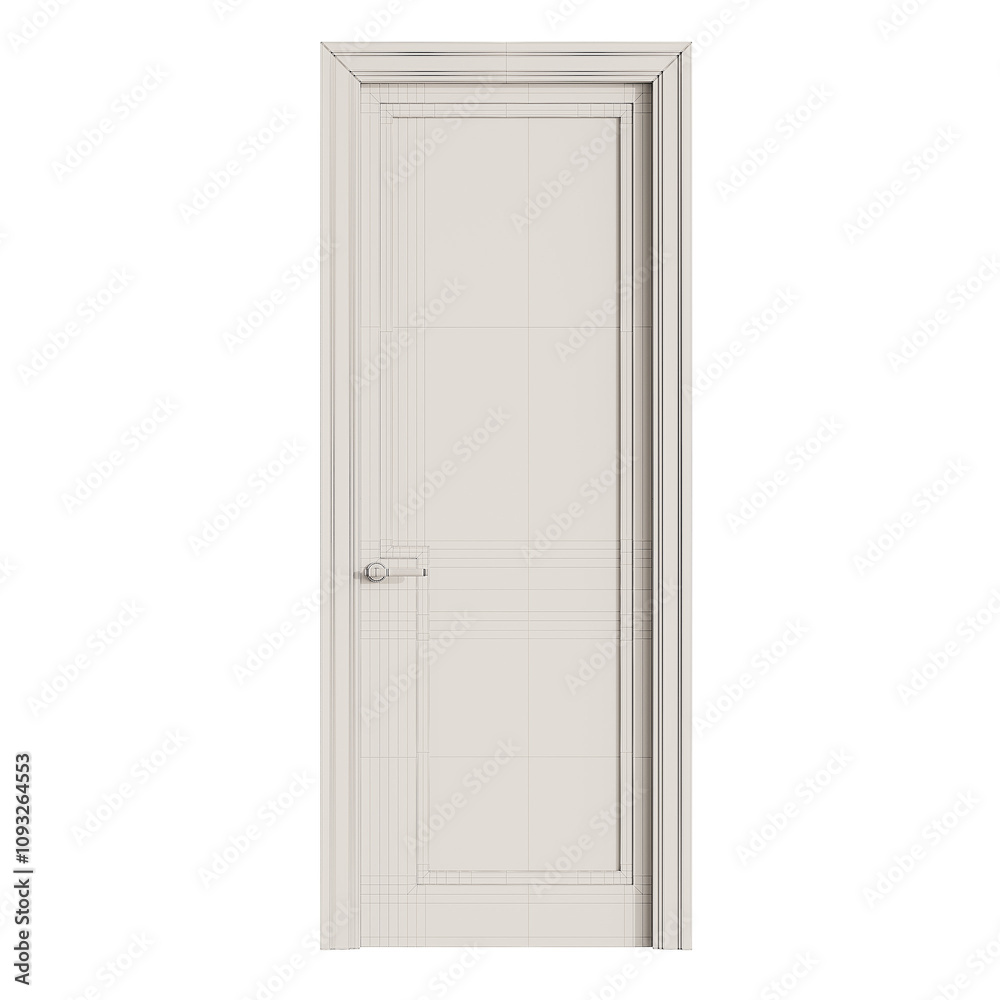 A door with a white frame and a silver handle A door with a white frame and a silver handle