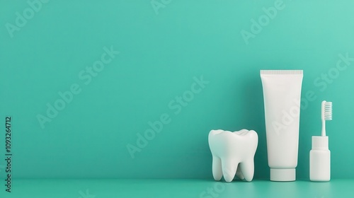 Overthecounter dental hygiene products, pharmacy display, flat design illustration