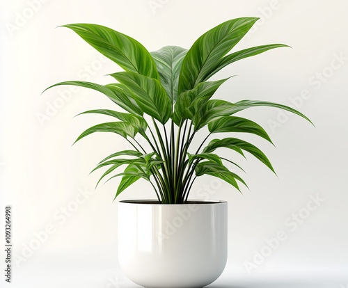 plant in flowerpot, calathea plant with green leaves