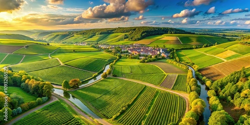 Champagne Vineyards Aerial Panoramic Hautvillers Cumieres Marne Valley photo