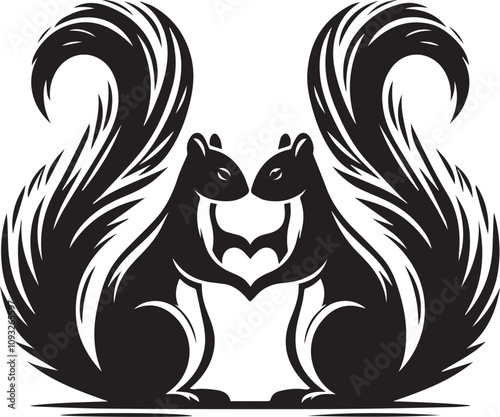 Wallpaper Mural Two squirrels holding tails together to form a heart silhouette vector Torontodigital.ca