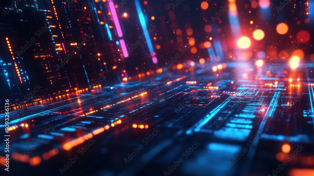 A vibrant digital landscape with glowing lines and particles, suggesting advanced technology. A vibrant digital landscape with glowing lines and particles, suggesting advanced technology.