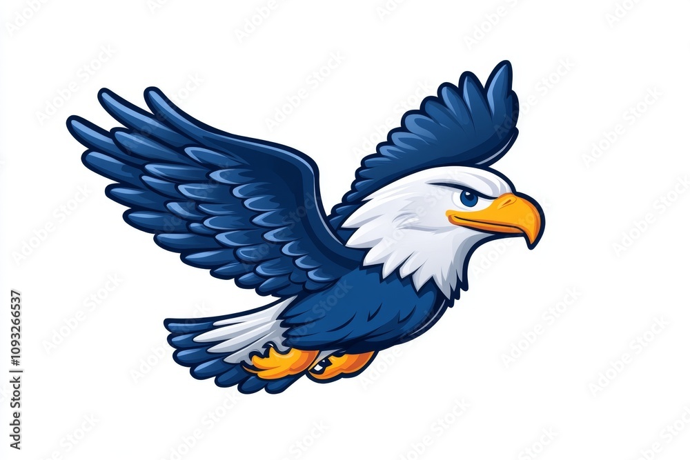 Fototapeta premium A stylized American eagle carrying a single star in its beak, designed in minimal color tones