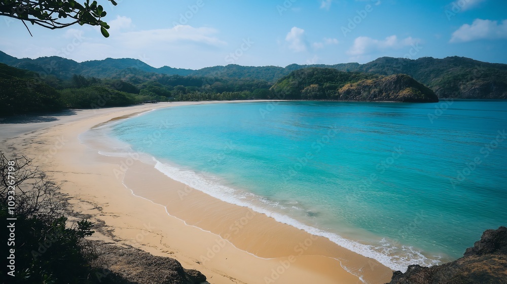 Pristine Tropical Beach Paradise with Turquoise Water Pristine Tropical Beach Paradise with Turquoise Water