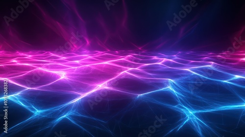 Wallpaper Mural Abstract digital artwork featuring vibrant pink and blue waves of light. Torontodigital.ca