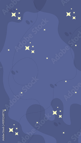 Trendy Vector Nature Cosmic Design Blue Curves Background Stories Or Phone Wallpaper With Stars