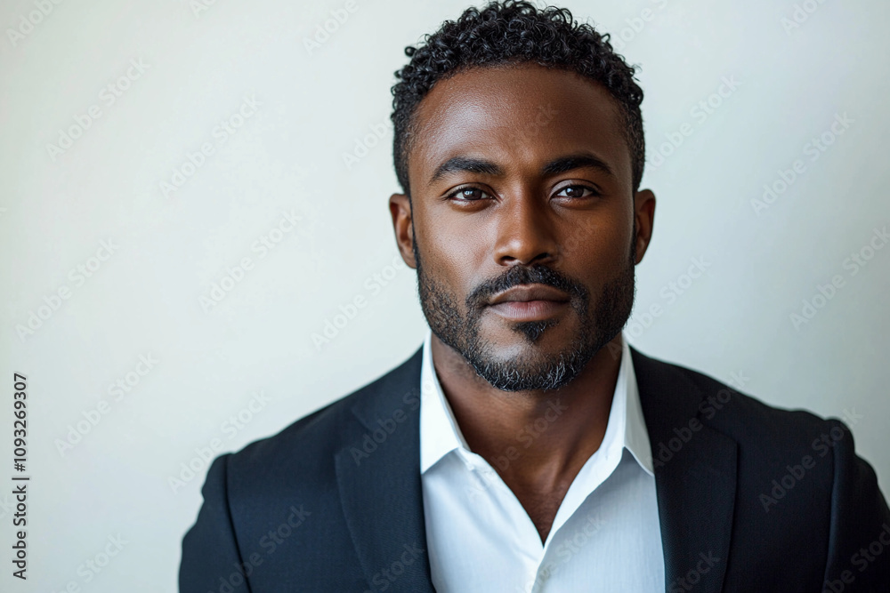 Headshot Business Man Isolated On White: Portrait of African American Headshot Male White, Headshot Male Suit, Headshot Studio, Headshot Professional. Headshot Business Man Isolated On White: Portrait of African American Headshot Male White, Headshot Male Suit, Headshot Studio, Headshot Professional.