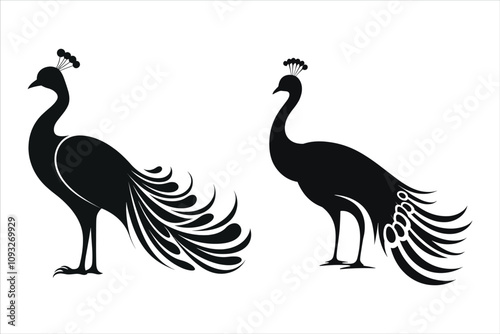 Peacock Silhouette Bundle Set, Animal Peacock Silhouette