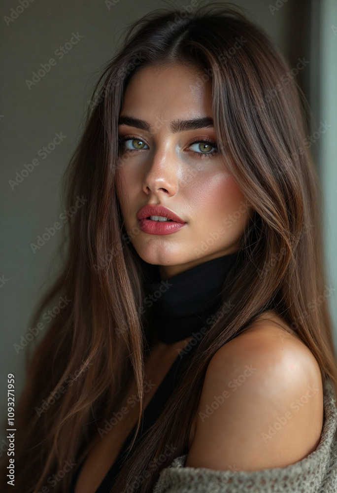 Close-Up of a Woman With Captivating Green Eyes and Natural Beauty Close-Up of a Woman With Captivating Green Eyes and Natural Beauty
