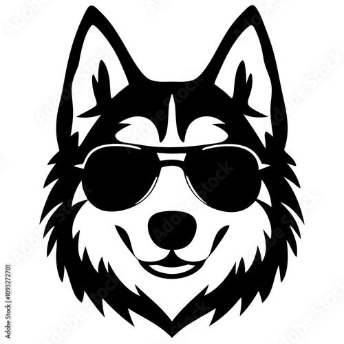 Siberian husky dog vector silhouette on a white background